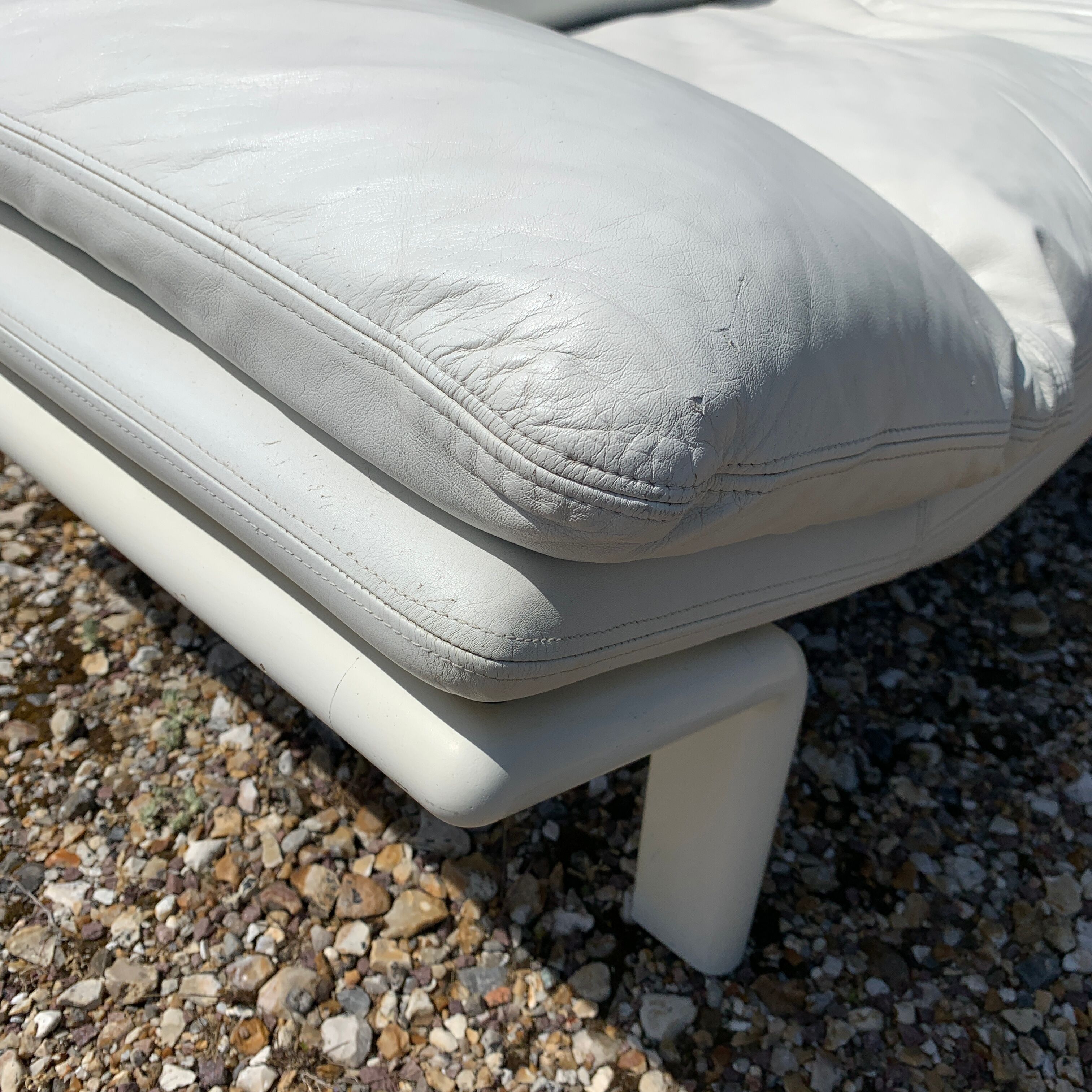 Danish Komfort white leather sofa