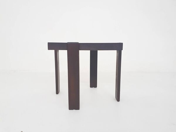 Table d'appoint carrée brun foncé dans le style de Porada Arredi, années 1960