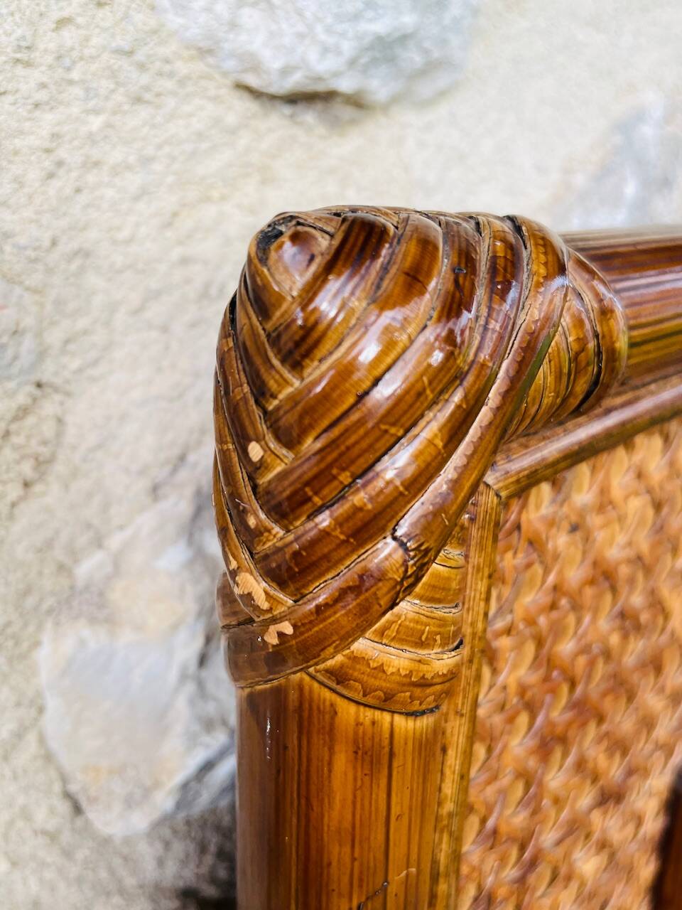 Vintage mirror, bamboo, caning and rattan, circa 1960s