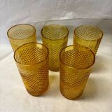 Set of 5 amber orangeade glasses