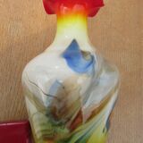 Vintage Dalian vase with curled edge and opaline interior