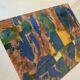 Huile sur papier, cadre bois, vitre
