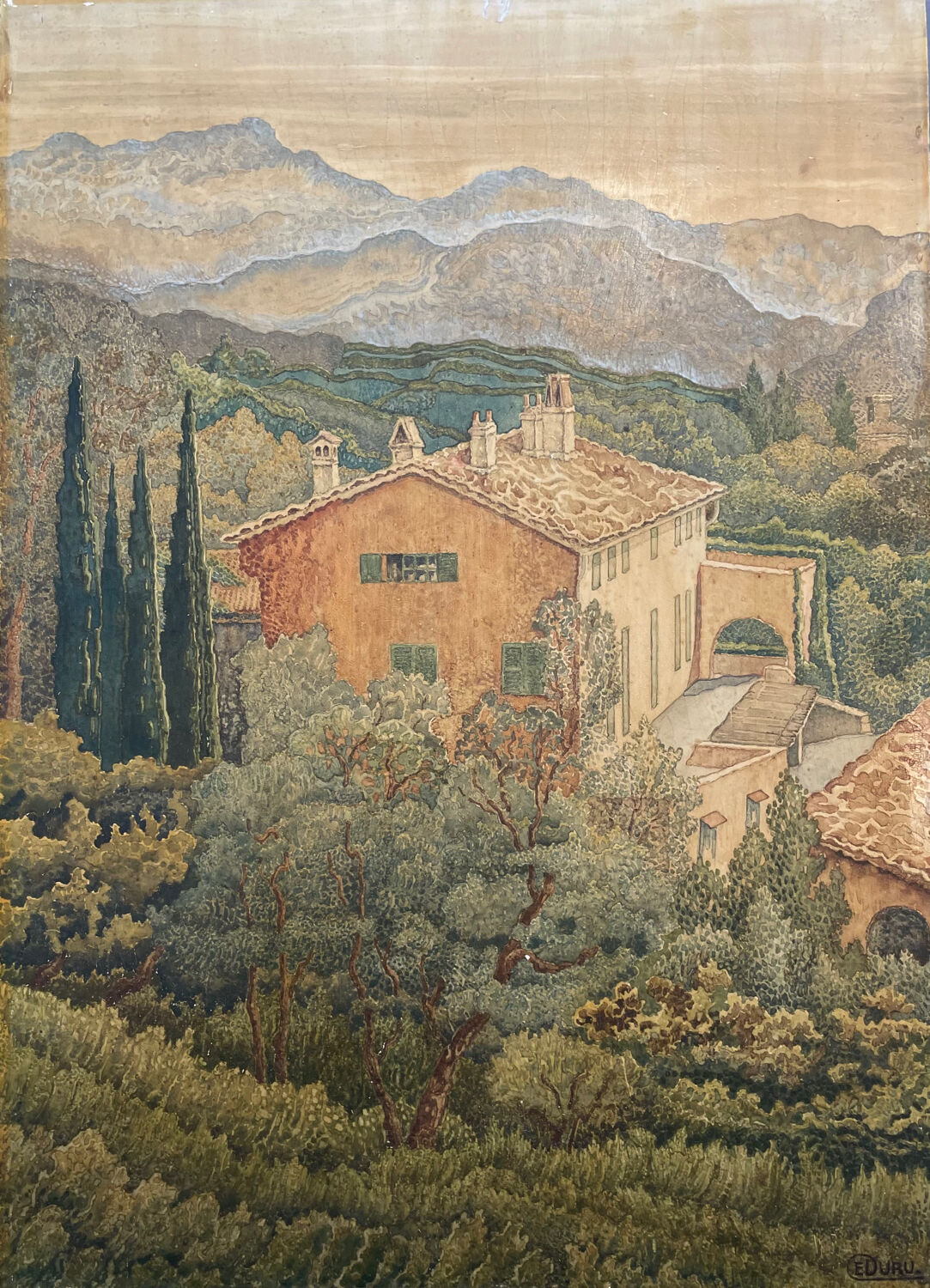 Old painting table Vieux Mâs at the Aire Saint-Michel E.Duru 1951