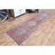 1970s Pink Turkish Handmade Wool Runner Rug, Geometric Motifs 85x328