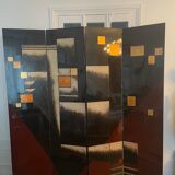 Lacquer screen year 70 geometric art-Deco patterns