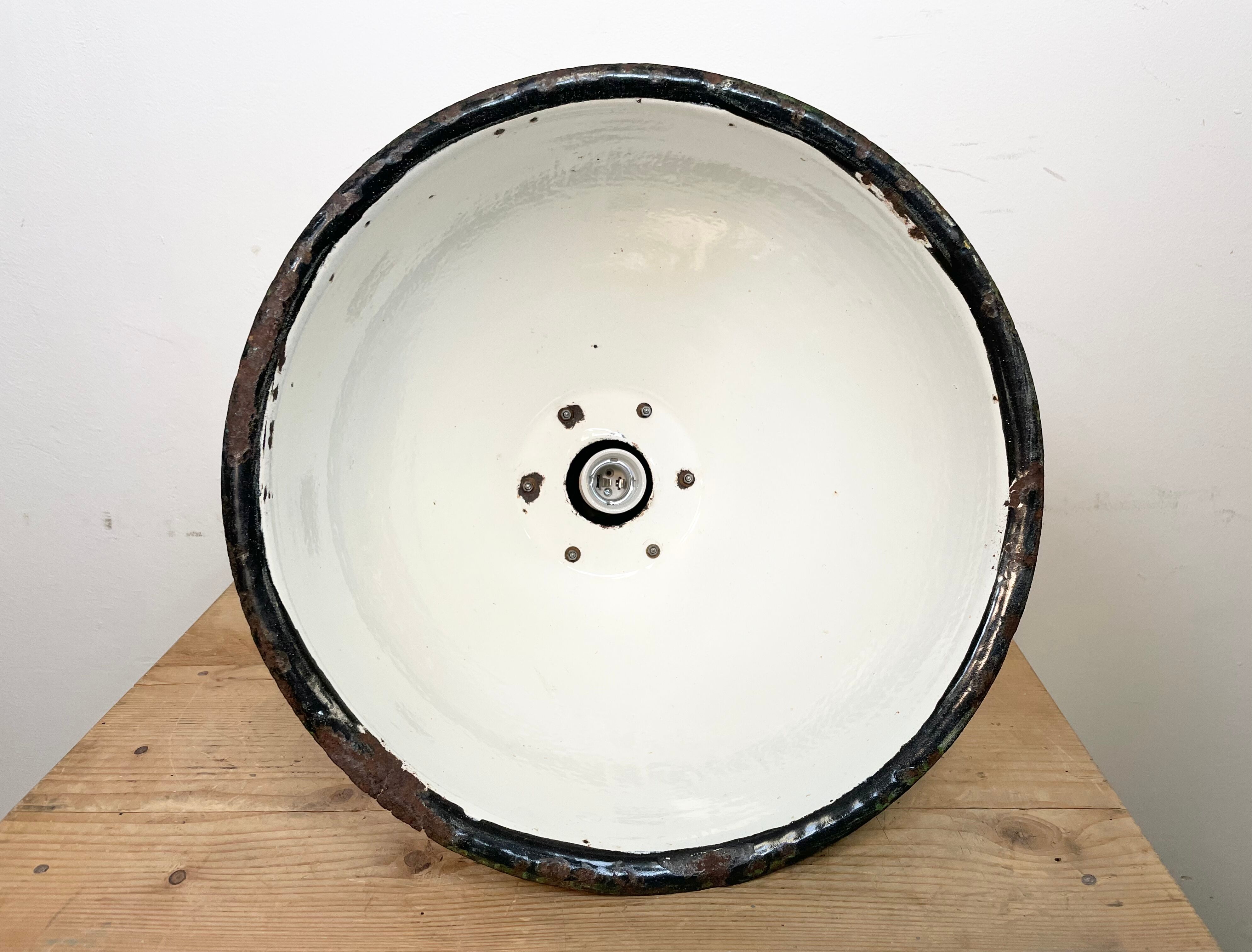 Industrial Soviet Green Enamel Pendant Lamp, 1960s