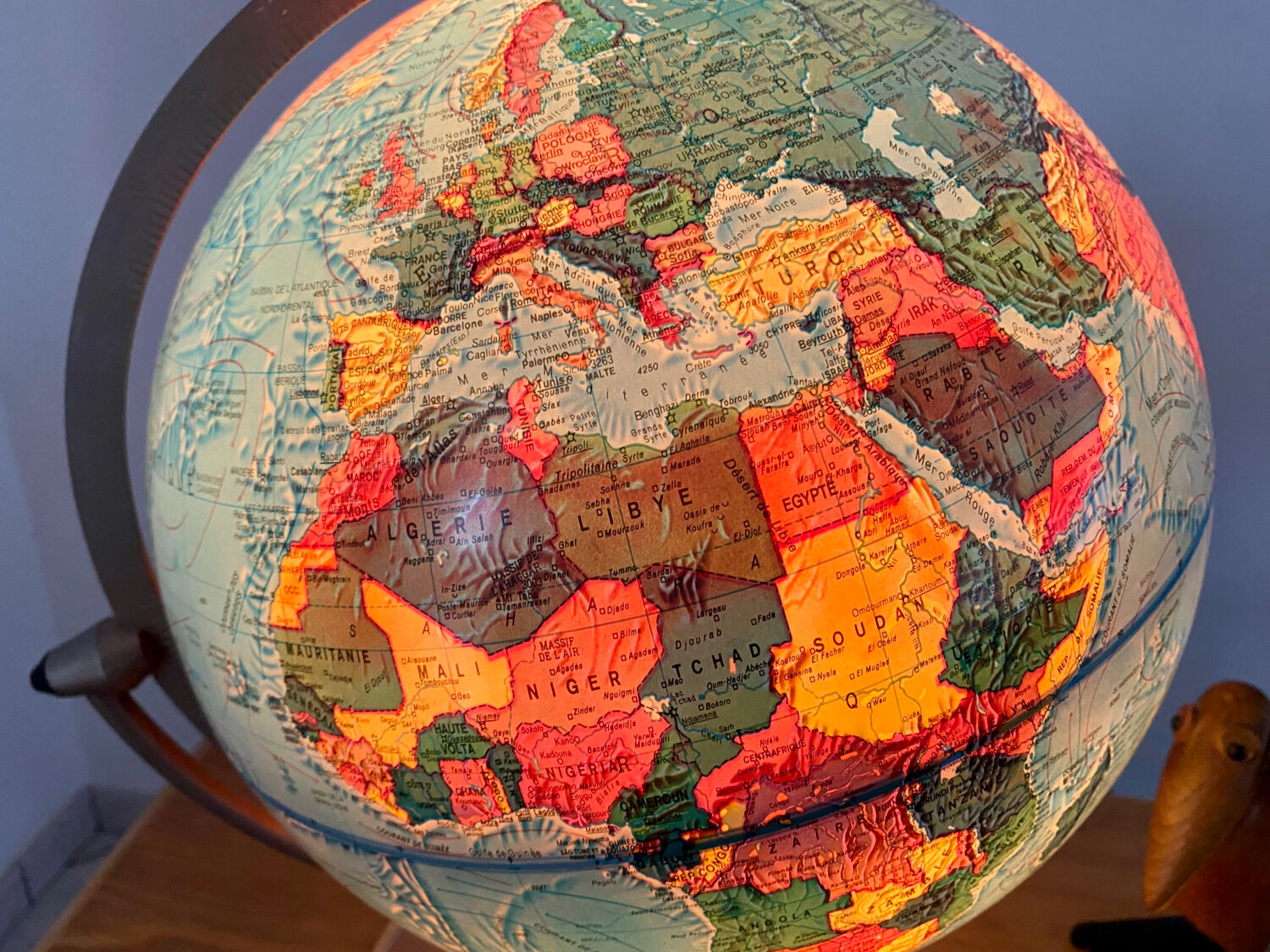 World map lamp Scan-globe Denmark vintage 1972 swivel & tiltable