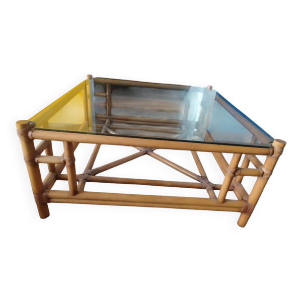 Table basse en rotin design Gasparucci Italo, Années 1970