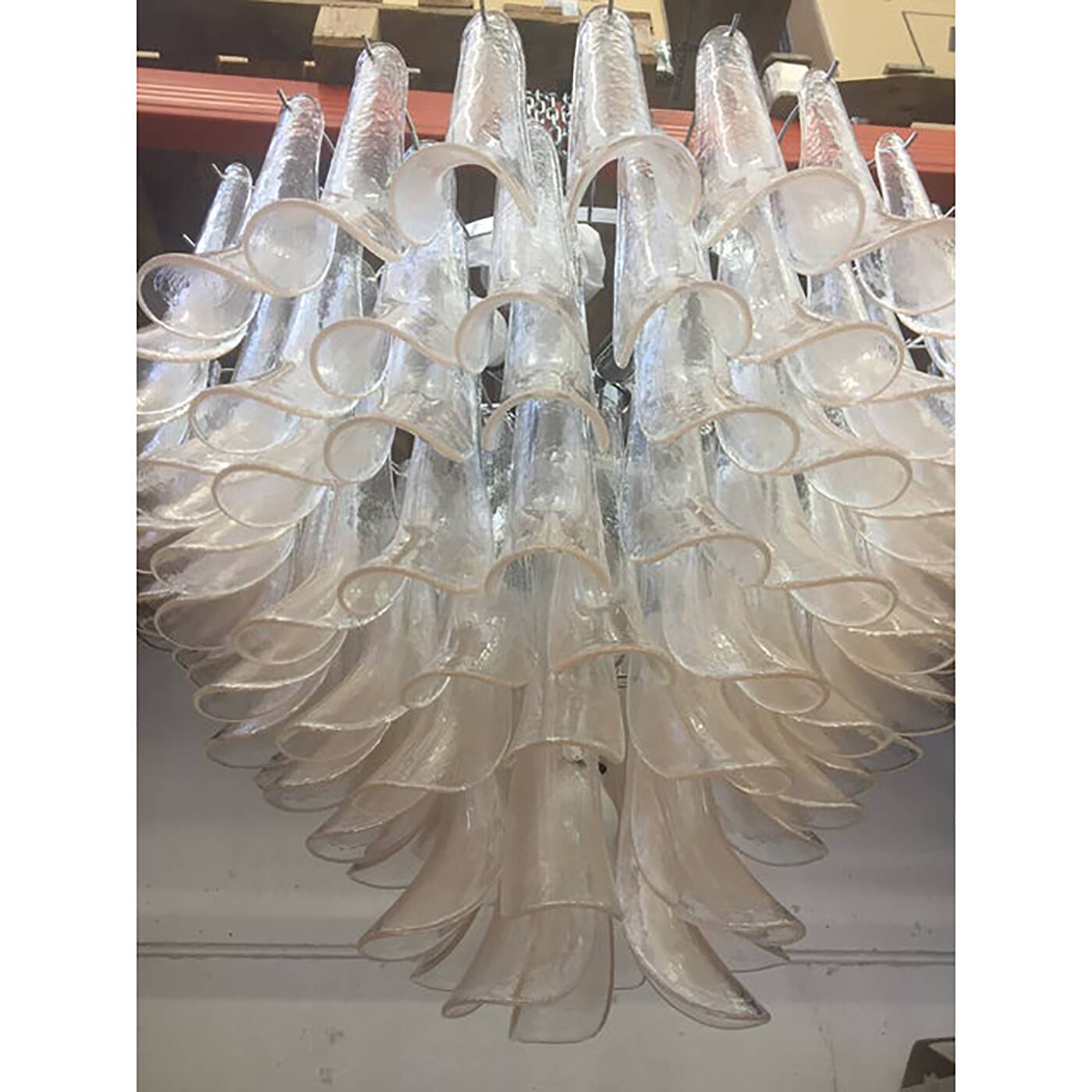 Monumental Murano Glass Selle Light Pink Italian Sputnik Chandelier