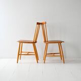 Pair of Scandinavian 1950s/60s beech and teak chairs Pinstol type