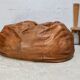 XL leather pouf, 70s, Italy.