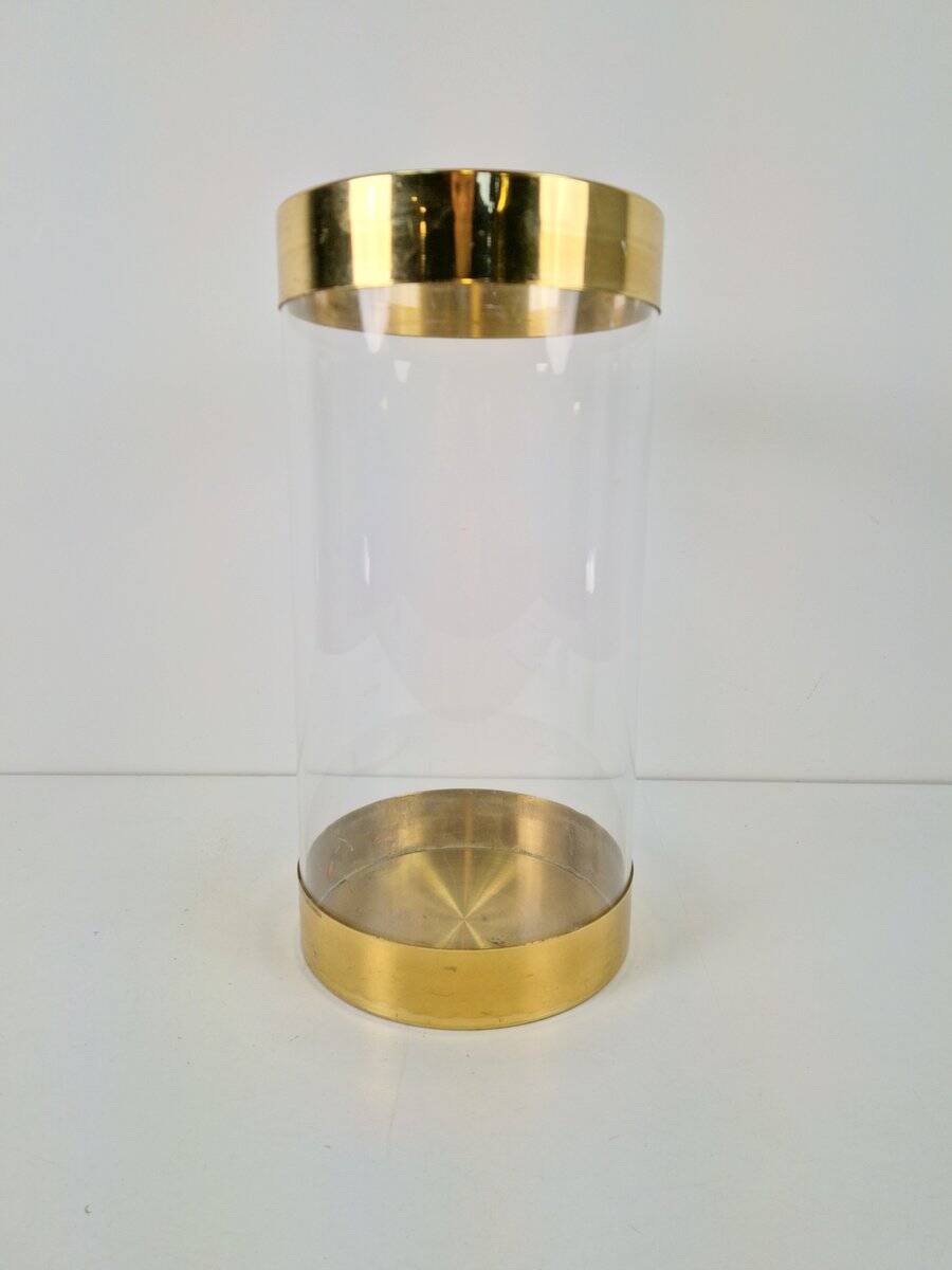 Acrylic Glass and Brass Umbrella Stand, France, 1970s