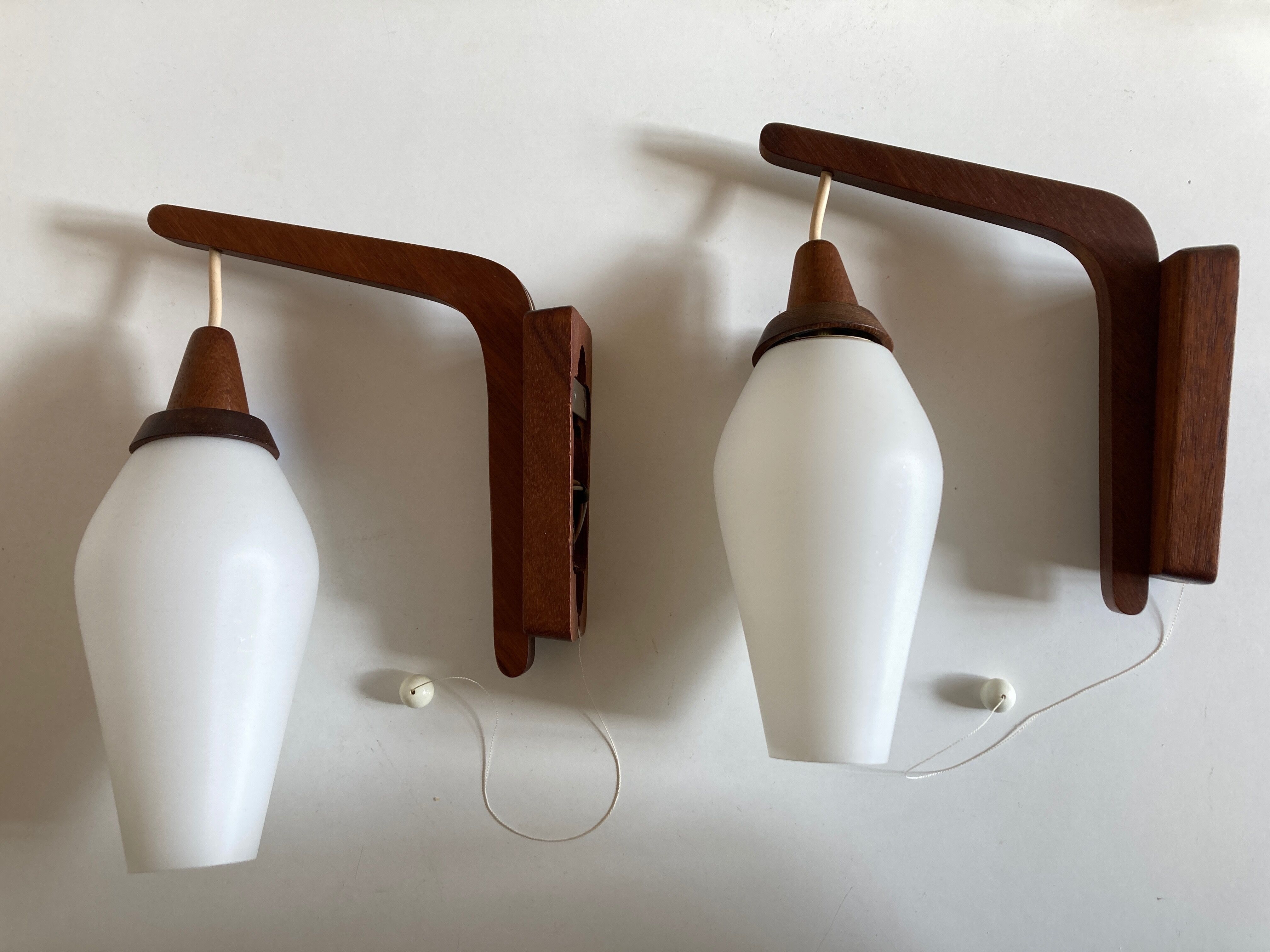 Pair of Scandinavian boomerang pendant lamps 1960