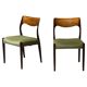 Pair of chairs Model No 71 by Niels Møller in teak and moss green velvet, 1960.