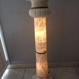 Antique luminous alabaster and bronze column