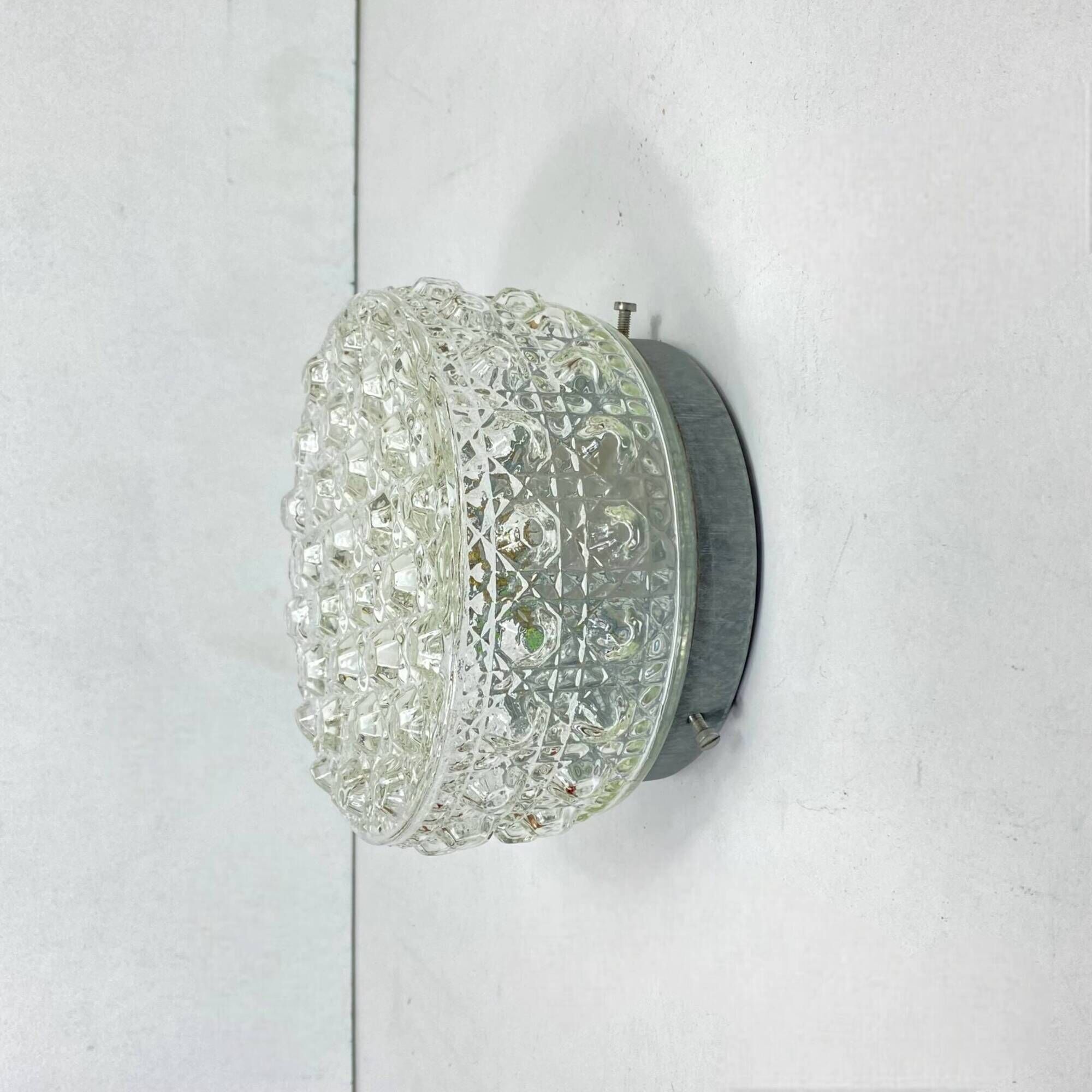 Small wall light ceiling light round minimalist glass 1970 1980 seventies eighties