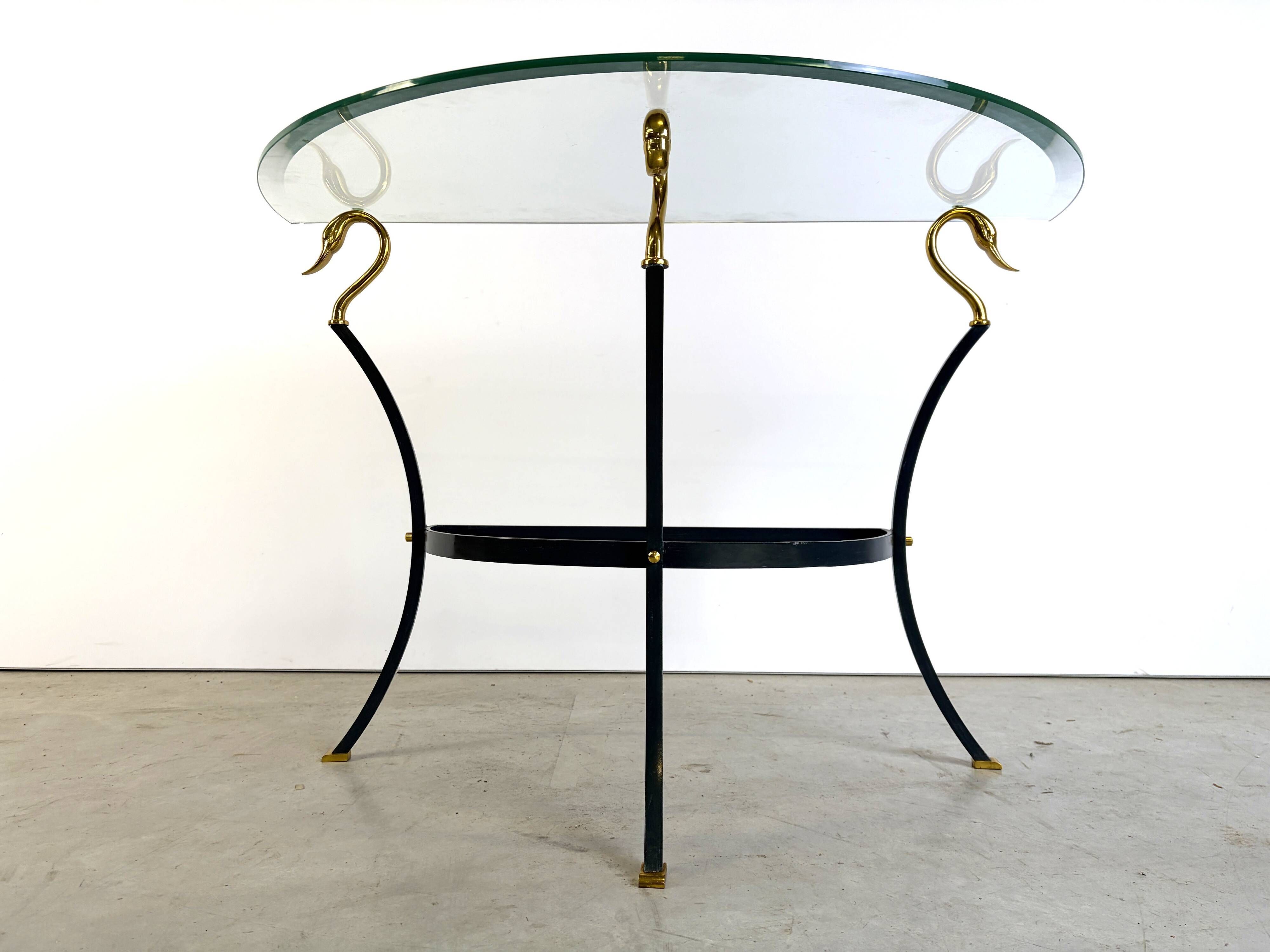 Hollywood regency brass swan console, 1980s