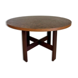 Vintage marquetry wooden table designed by Dieter Waeckerlin for Idealheim an70.