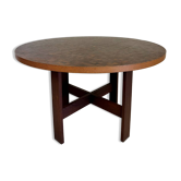 Vintage marquetry wooden table designed by Dieter Waeckerlin for Idealheim an70.