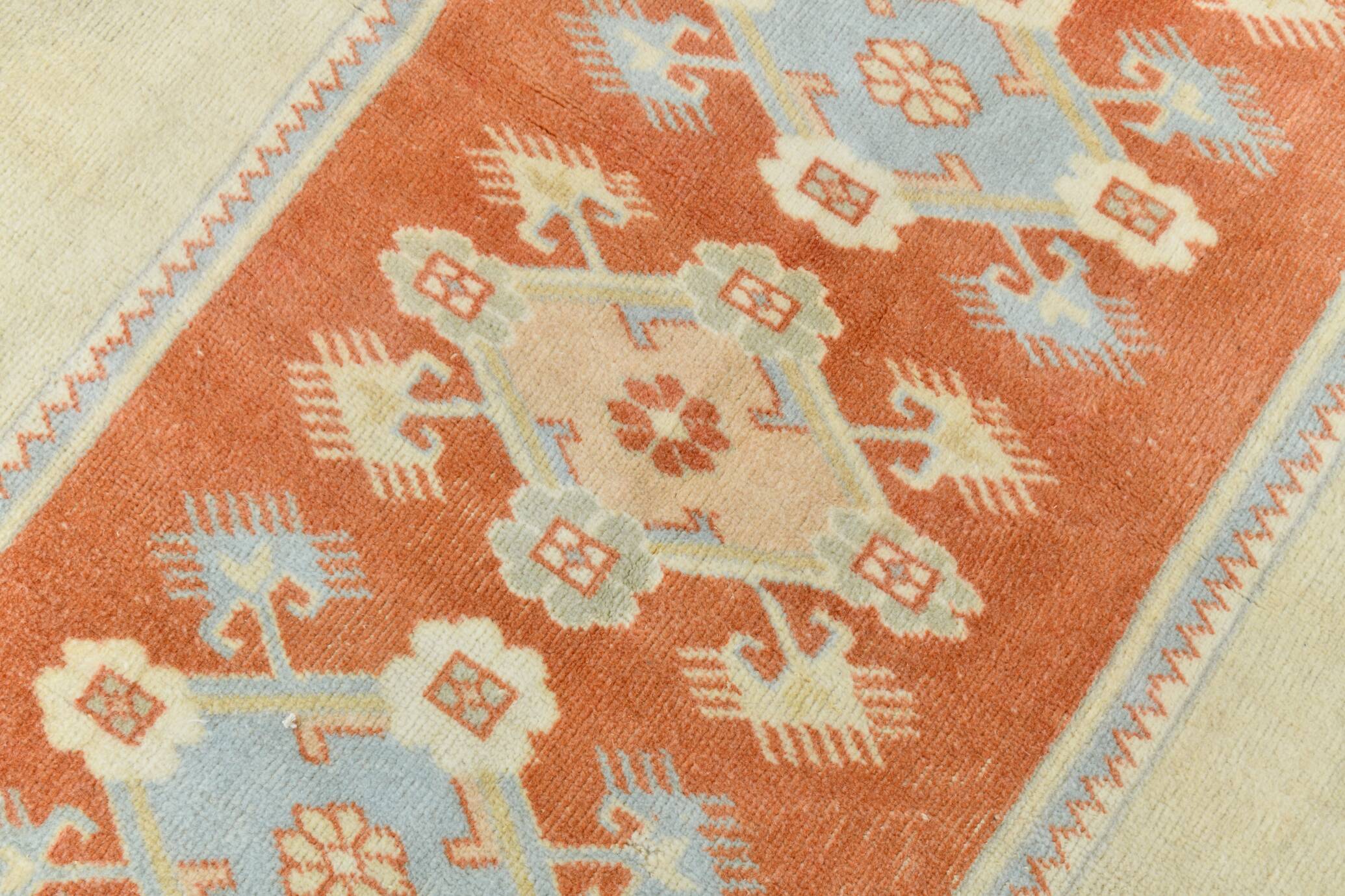 4x6 Oushak Light Blue & Beige Vintage Rug, 127x197Cm