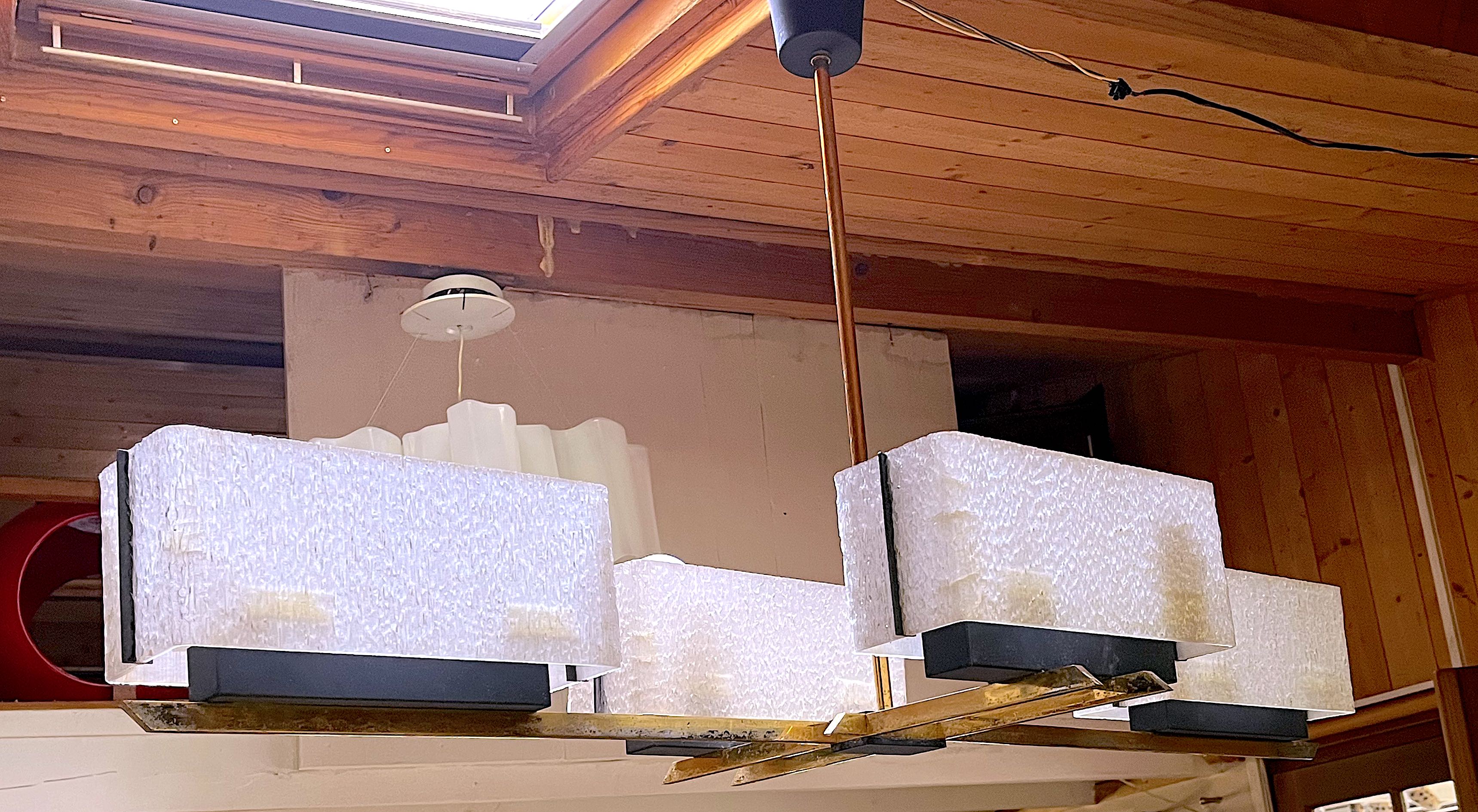 Maison Arlus, brass chandelier model "mad-men", mid-century France