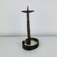Brutalist candle holder, wrought iron with a golden patina.