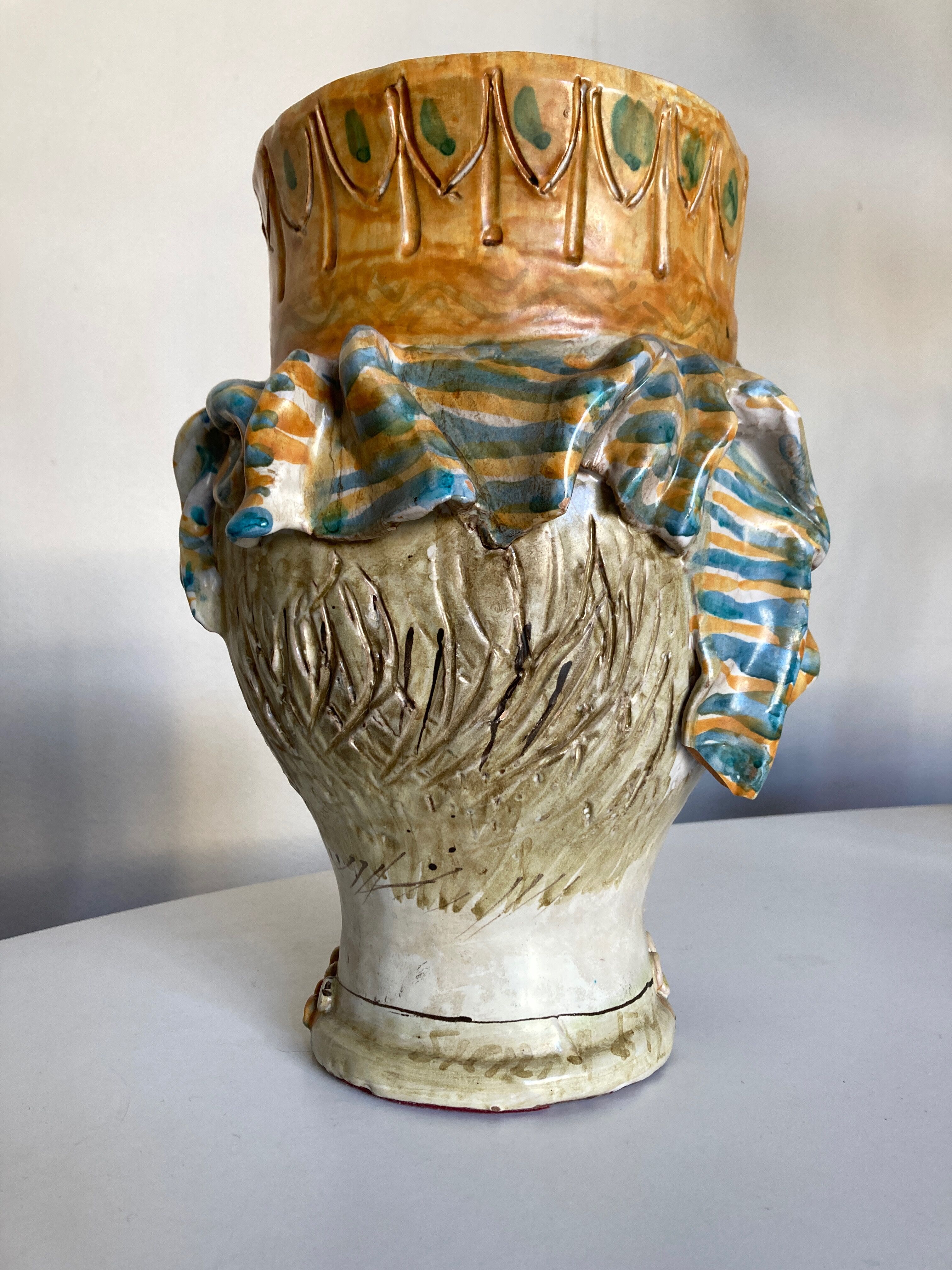 Italian ceramic vase Caltagirone Sicily 1960
