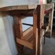 Old homemade vintage solid wood workbench with press and drawer