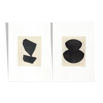 Painting duo on paper • M408 and M431 • signed Eawy