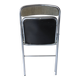 Vintage folding chair in chrome metal and chevron fabric.