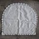 Vintage half-round white embroidered pillow cushion cover – 1960s, mo