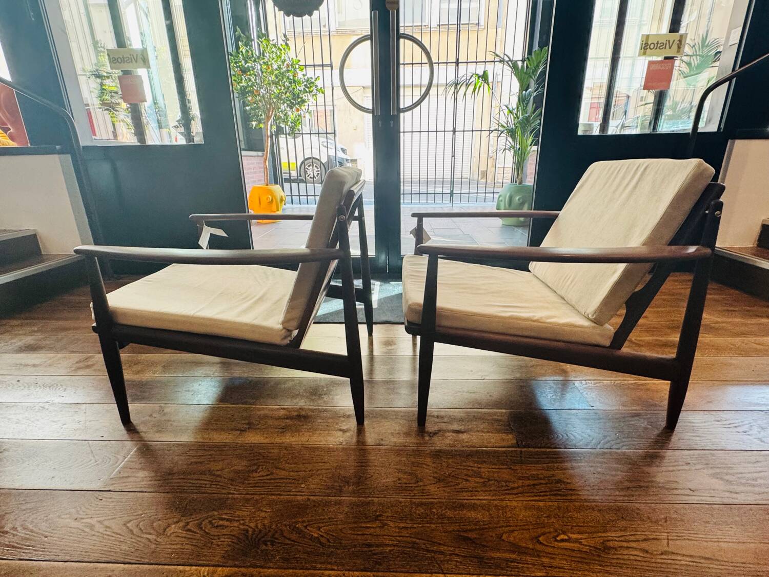 Pair of Danish armchairs in the style of Grete Jalk