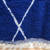 Moroccan Berber carpet Beni Ouarain intense blue with white diamonds 2,51x1.65m