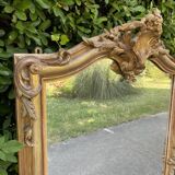 Old Louis XV style mirror in wood and gilded stucco. Napoleon III
