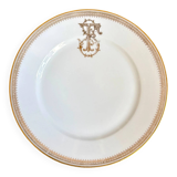 Gold monogrammed porcelain plate "F"