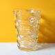 Mid-century Solid Heavy Clear Pattered Glass Flower Vase / Fidenza / Italy