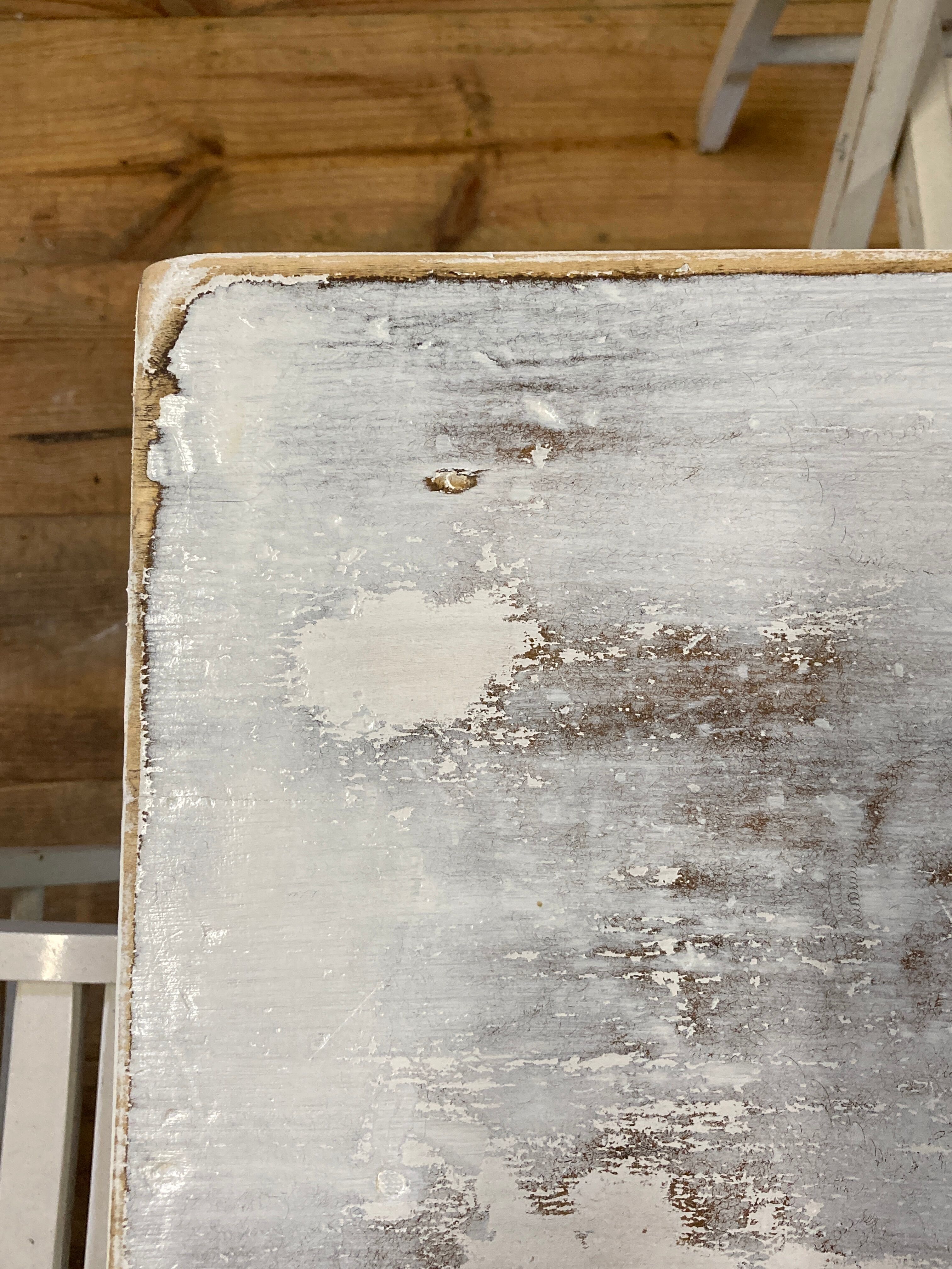 Farmhouse table 6 people white patinated in rectangular solid oak
