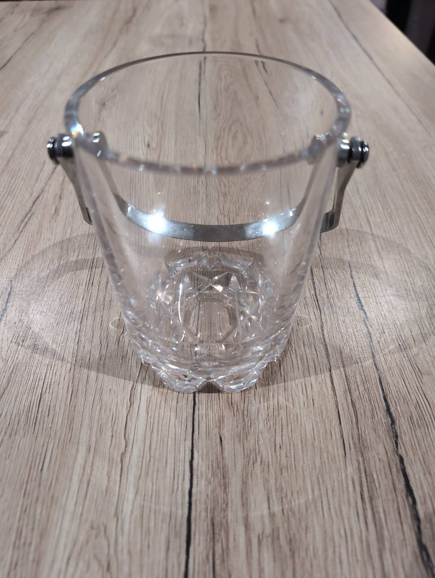 Crystal Ice Bucket Glass Size Stainless Steel Handle with Vintage Ice Tongs