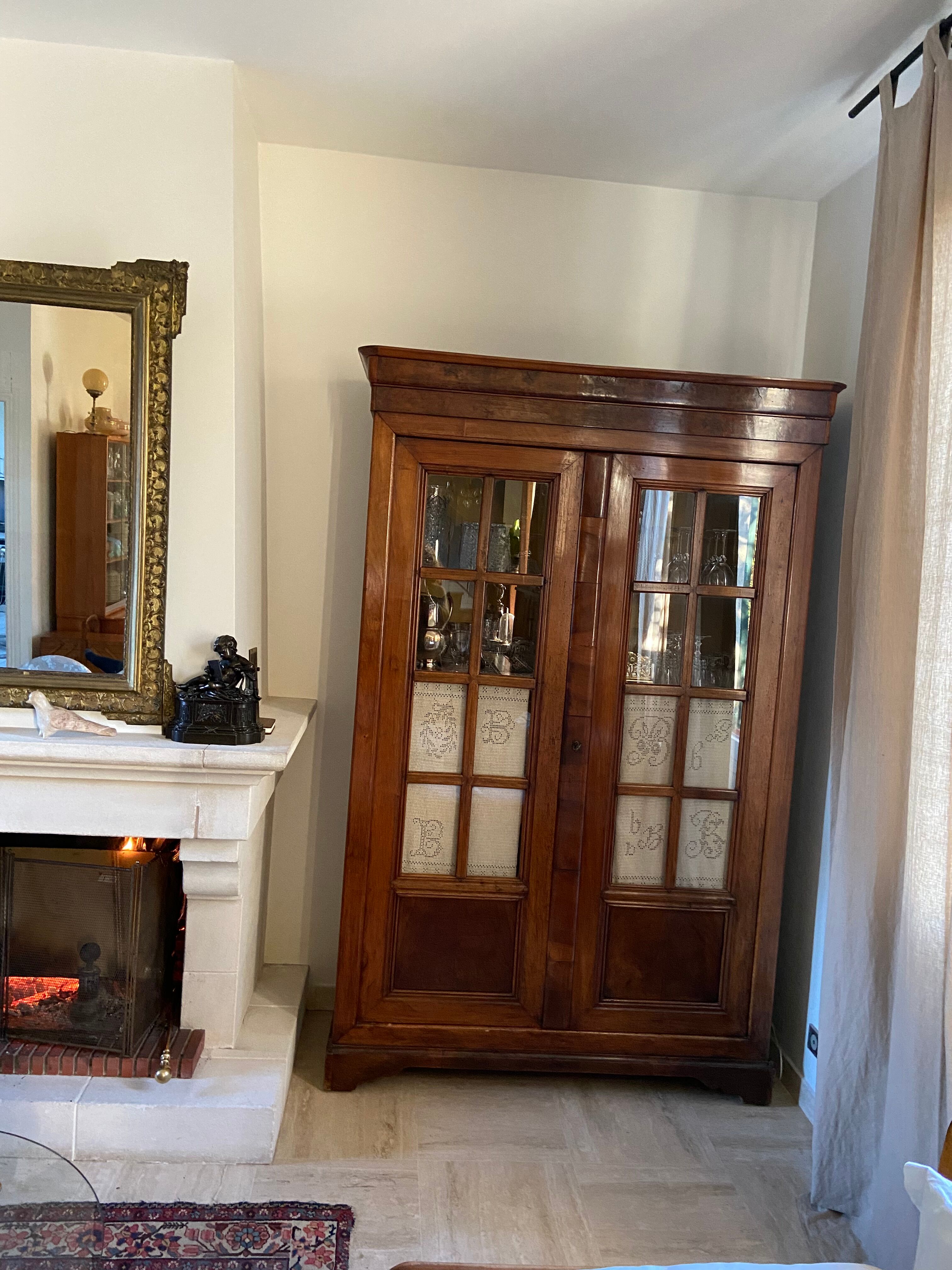 Walnut library louis Philippe XIXth century