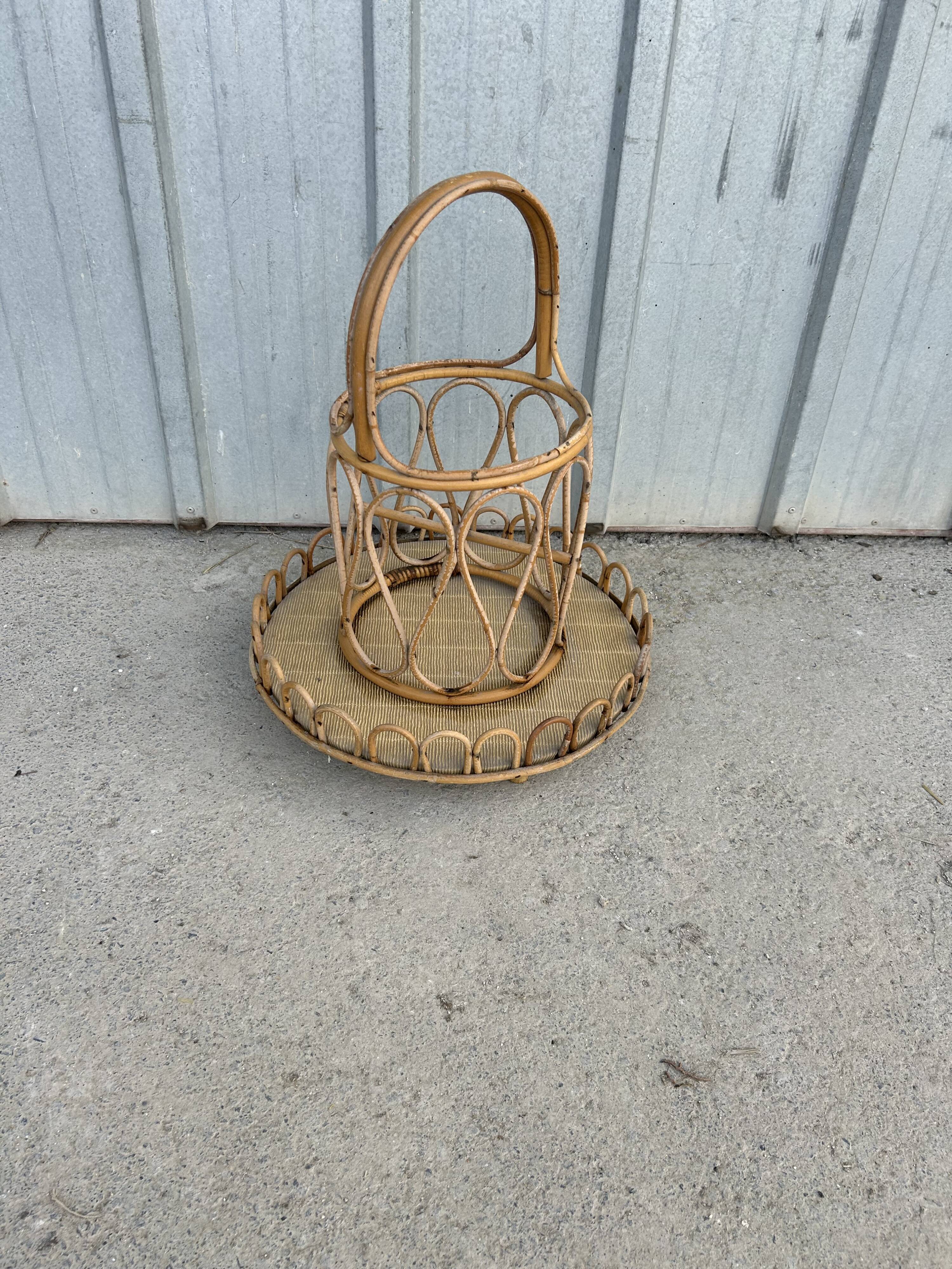 Rattan bottle holder, vintage server
