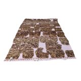 Handmade brown wool berber rug 250 x 150 cm