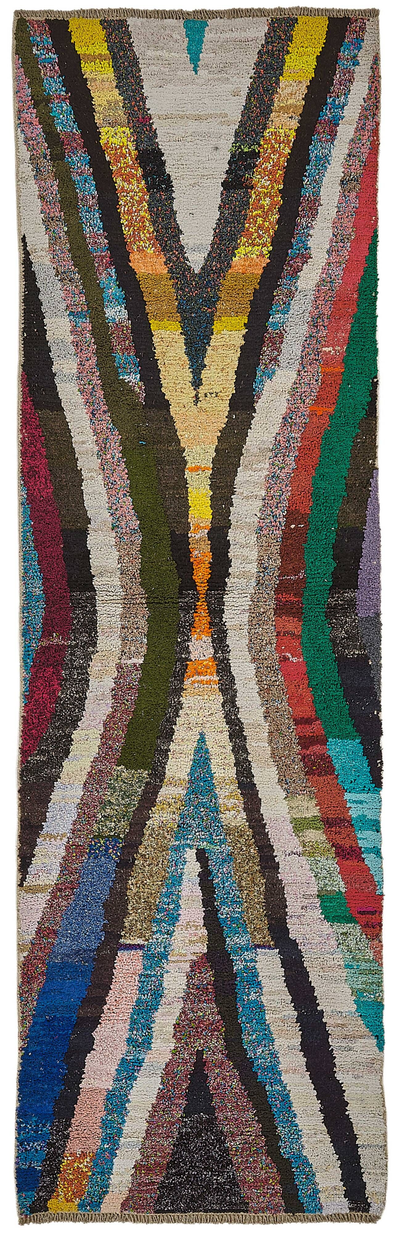 Tapis boho recyclé turc fait main 93 cm x 305 cm