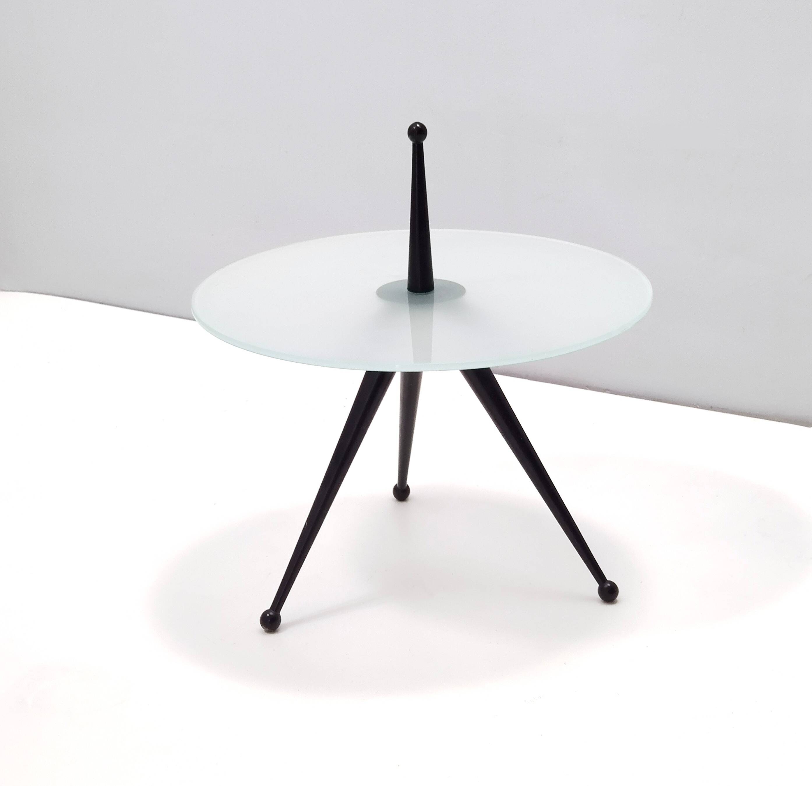 Tripod Beech and Glass Side Table, Italy, 1980s