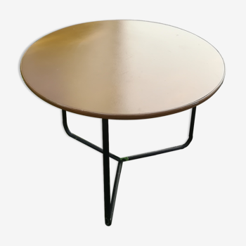 Round side table in skai and metal