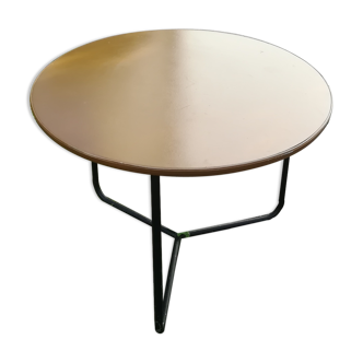 Table d'appoint ronde en skaï et métal