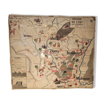 Ancient school wall map Metz area