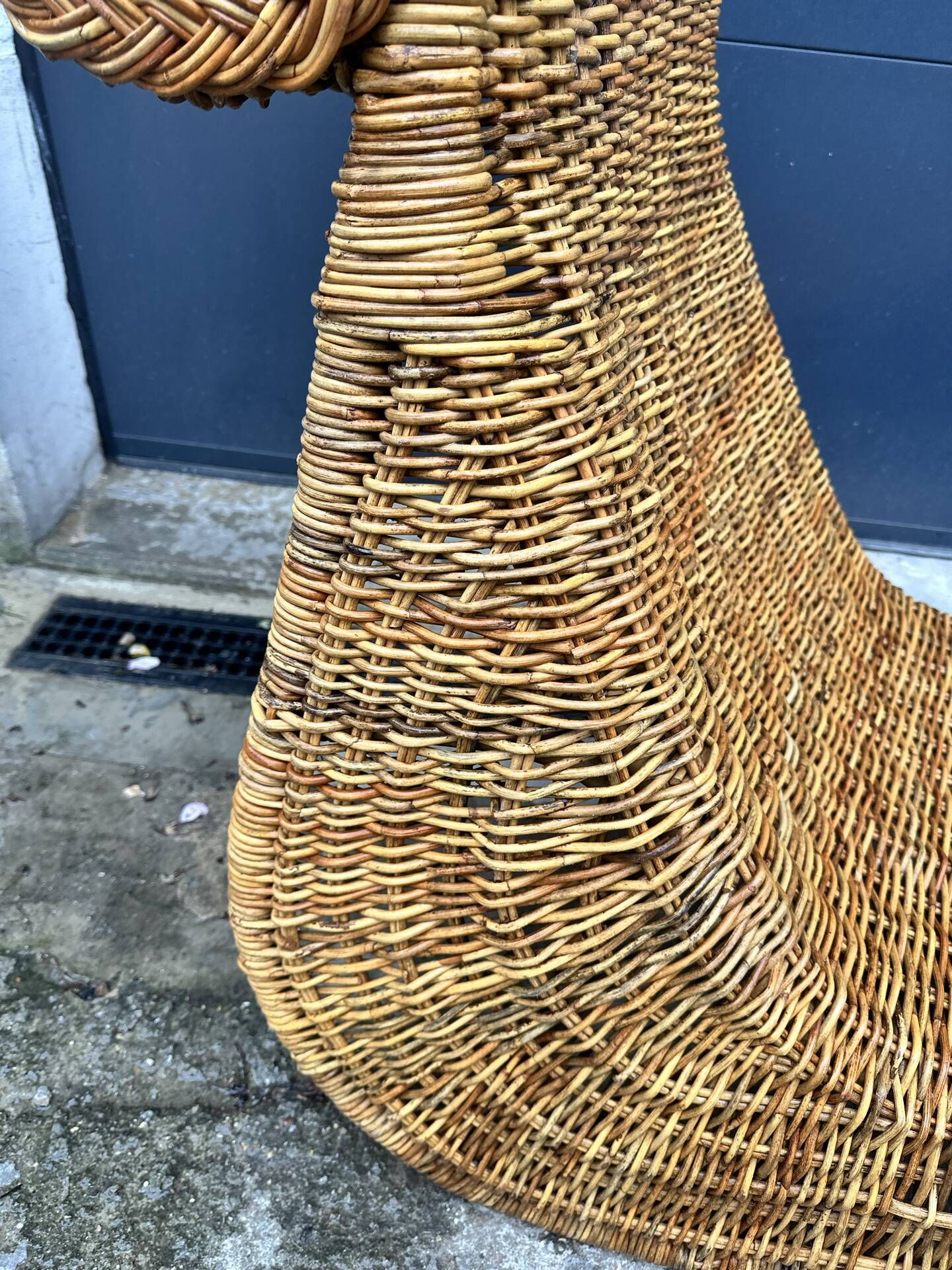 Vintage rattan deckchair