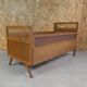 Vintage rattan and wood bed for children's compass feet