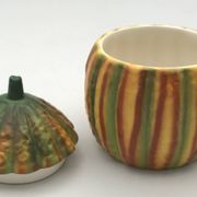 Vintage ceramic sugar bowl by Barettoni Nove, melon shape, Italy