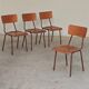 Lot de 4 chaises d'école tchèque style Mullca